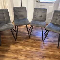 4 Gray Velvet Chairs 