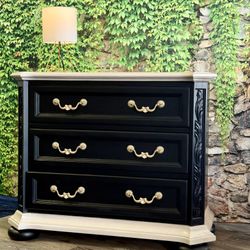 Refinished Thomasville Chest-Solid Wood Flat Black Finish 