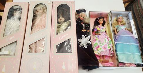 Set of 3 Vintage Dolls and 3 Barbies