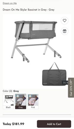 Dream On Me Skylar Bassinet in Grey
