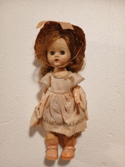 Vintage Small Doll with Dress and Hat