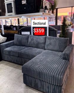 2-pc sectionals sofa dark gray fur-like jumbo corduroy