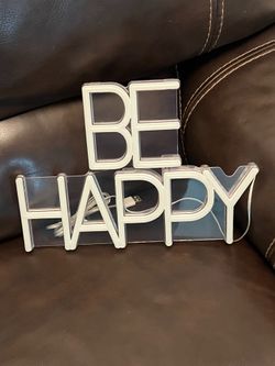 BE HAPPY Led Neon Decor Sign, White