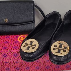 Tory Burch Quilted Minnie Reva Nappa Ballet Flats Black 7