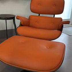 Mid-Century Modern Lounge Chair + Ottoman (Eames Style)