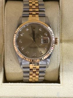 Rolex datejust two tone 18k gold watch