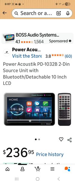 Power Acoustik PD-1032B 2-Din Source Unit with Bluetooth/Detachable 10.3 Inch LCD
