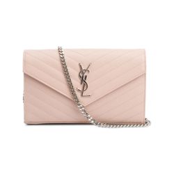 saint laurent Cassandre Envelope Chain Wallet in Grain De Poudre Leather