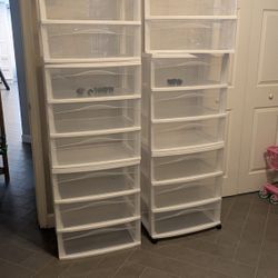 (6) Sets Of 3-Drawer Plastic Bins