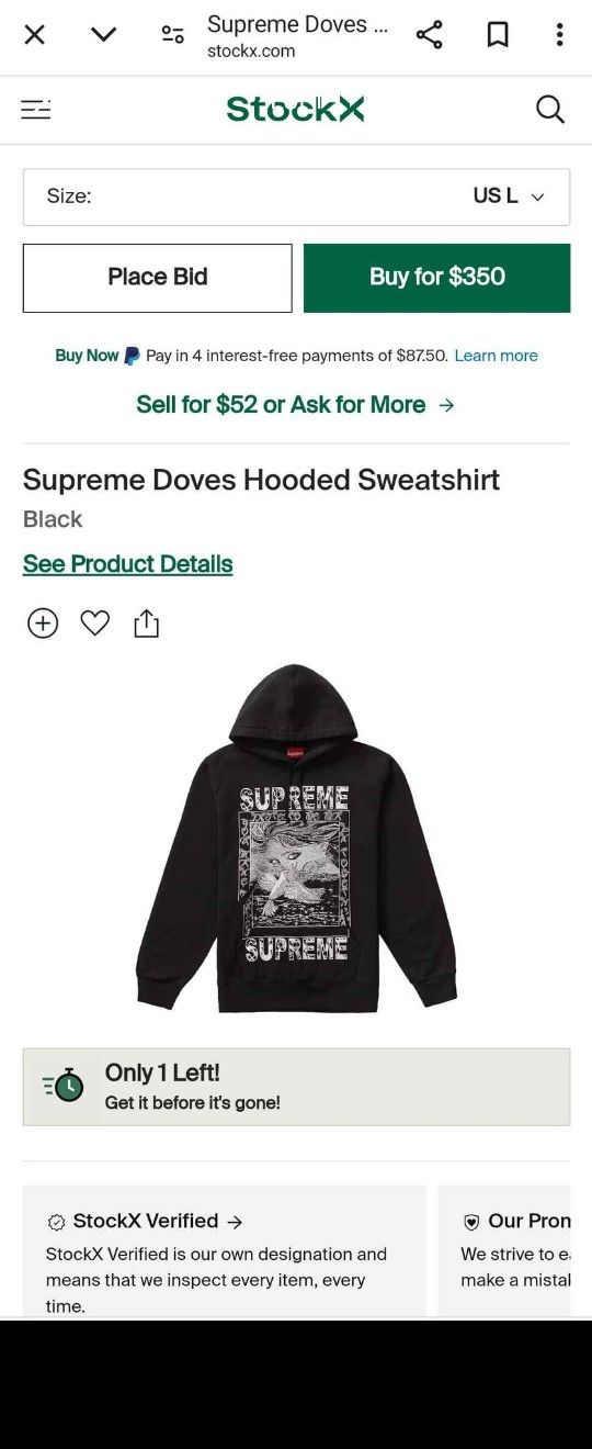 Supreme Doves Hooded recognized Sweatshirt