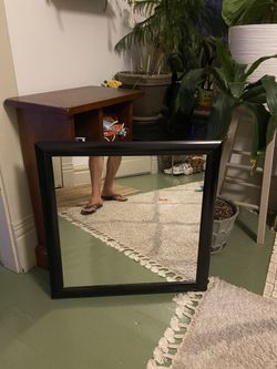 Matte Black Wood Mirror / Black Wood Mirror / Hanging Matte Black Mirror 