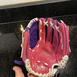 Rawlings Highlight Leather Glove Tee Ball Purple Pink Right Hand Throw 10in Mitt