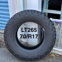 1 Used Tire BF Goodrich All Terrain TA K02 LT265/70R17. Very Low Miles.  85% Tread 