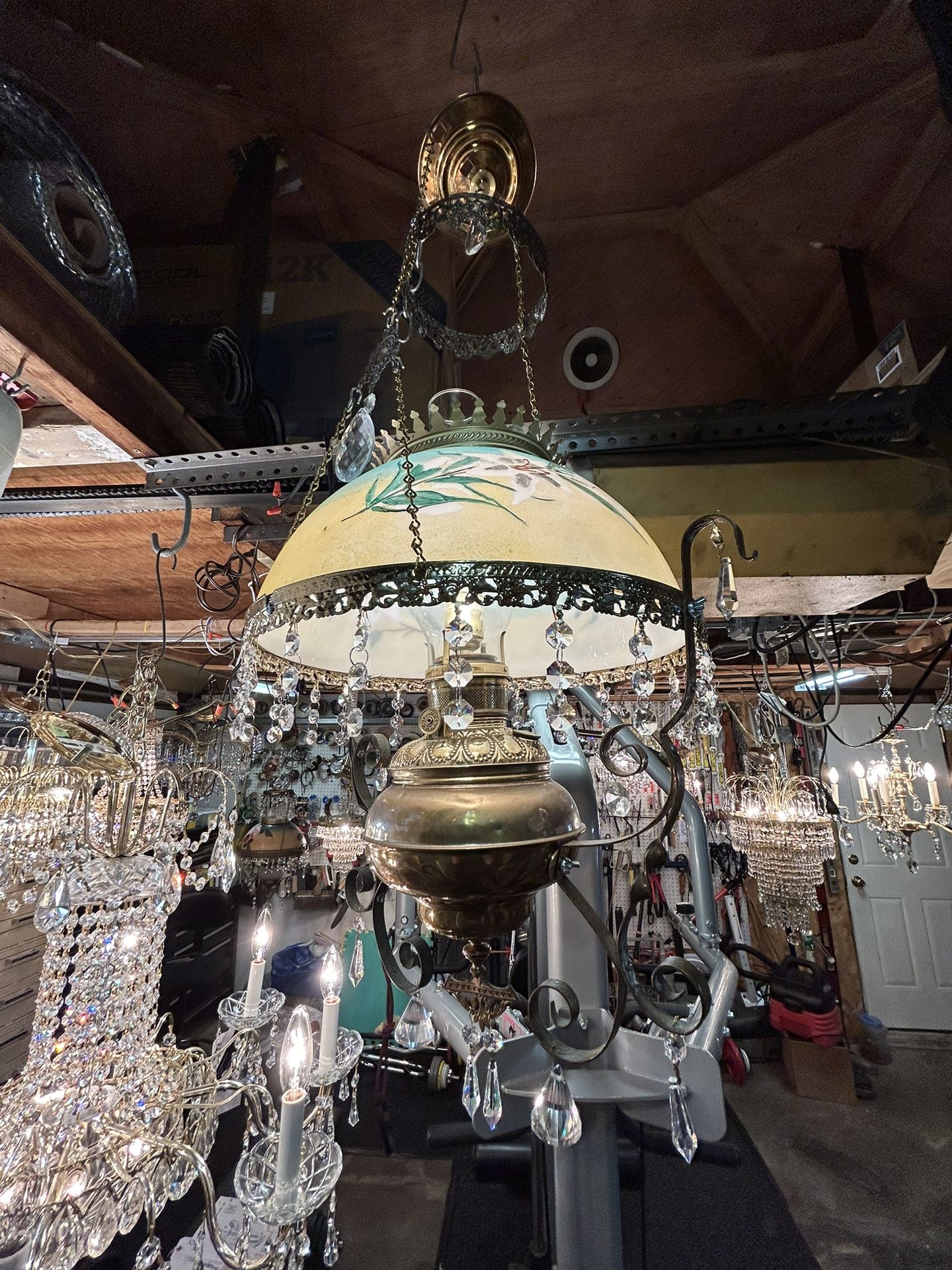 Victorian Style Electrified Hanging Lamp