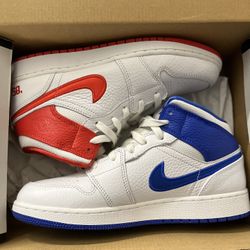 White/multi-color Air Jordan 1 Mid 