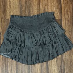 Grey Ruffled Mini Skirt Sz L