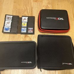 Lot Of 8 Nintendo DS / 3DS Games & 3 Travel Cases 
