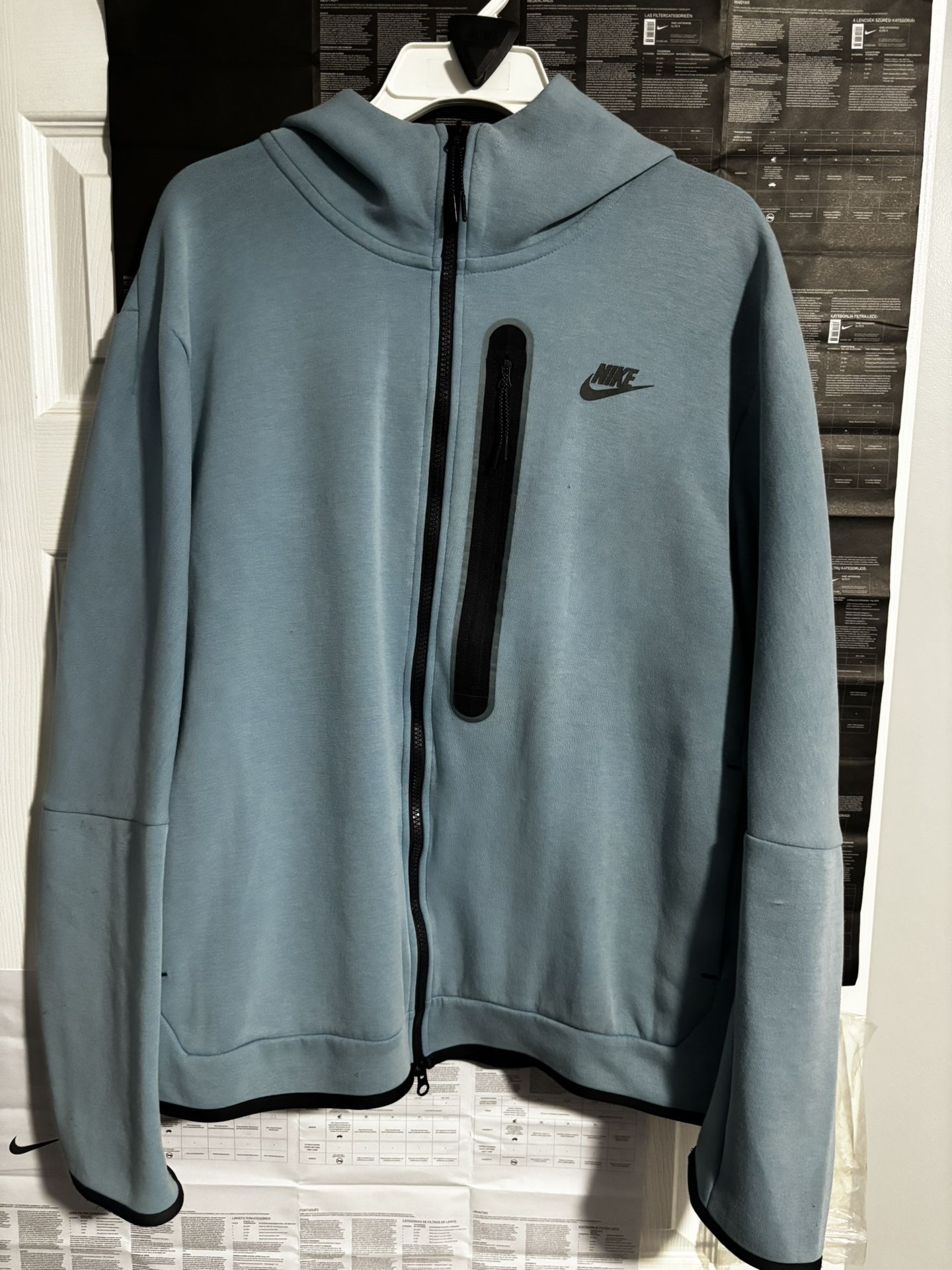 Nike Tech Fleece Hoodie Men’s Size X-Large Jacket Light Blue Full Zip
