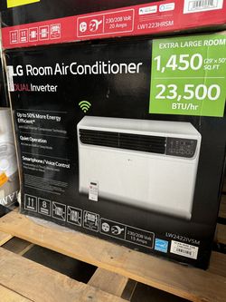 LG 23,500 BTU 230/208-Volt Window Air Conditioner Unit Cools 1450sq. ft. w/ Dual Inverter, Wi-Fi Enabled and Remote in White