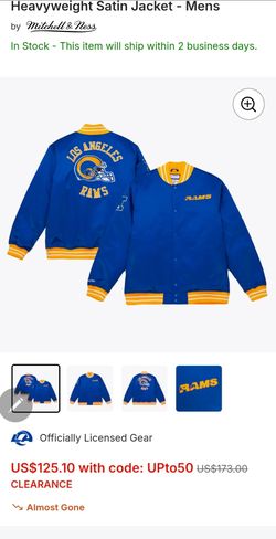 Los Angeles Rams Mitchell & Ness Heavyweight Satin Jacket - Mens