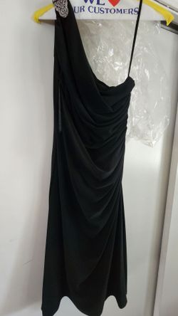 Pre-owned Women's Ralph Lauren sz 12 One Shoulder Black Cocktail Dress
