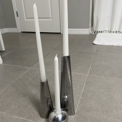 Silver Candle Holders Set Of 3  