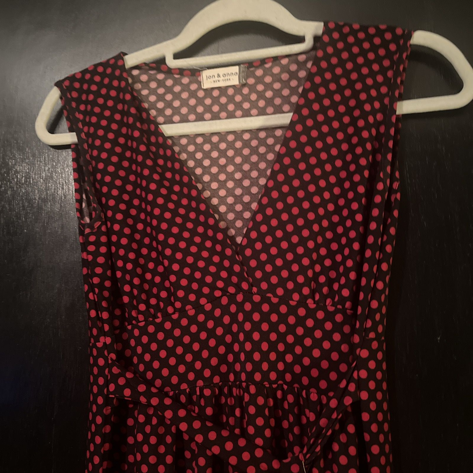 Sheath Dress Black with Red Polka Dots Junior’s Size Belted Sleeveless