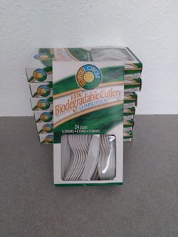 Biodegradable Cutlery Combo Pack With 24 Count, Brand New ( 7 sets).