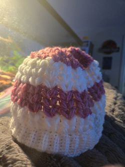 Pink And White Puffy Stich Beanie