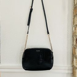 Aldo Black Crossbody Purse With Gold Accents 