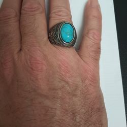 Stainless Steel Ring Simulated Turquoise 