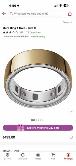 Oura Ring 4 Gold Size 9