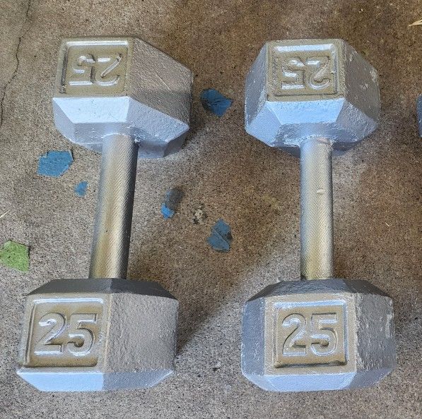 25 Pound Hexagon Dumbbells