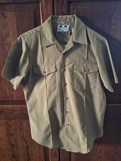 Flying Cross Shirt Uniform Khaki Short Sleeve Size Medium Large M/L US Navy & trousers Set Mens