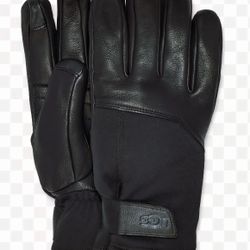 UGG Nylon Logo Wrist Strap All Weather Black Fashion Gloves 20959 NWT MSRP $118
