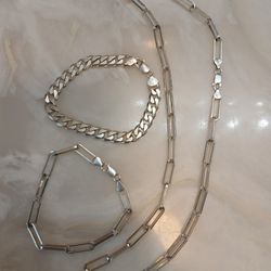 Men's Sterling Silver Chain Set
