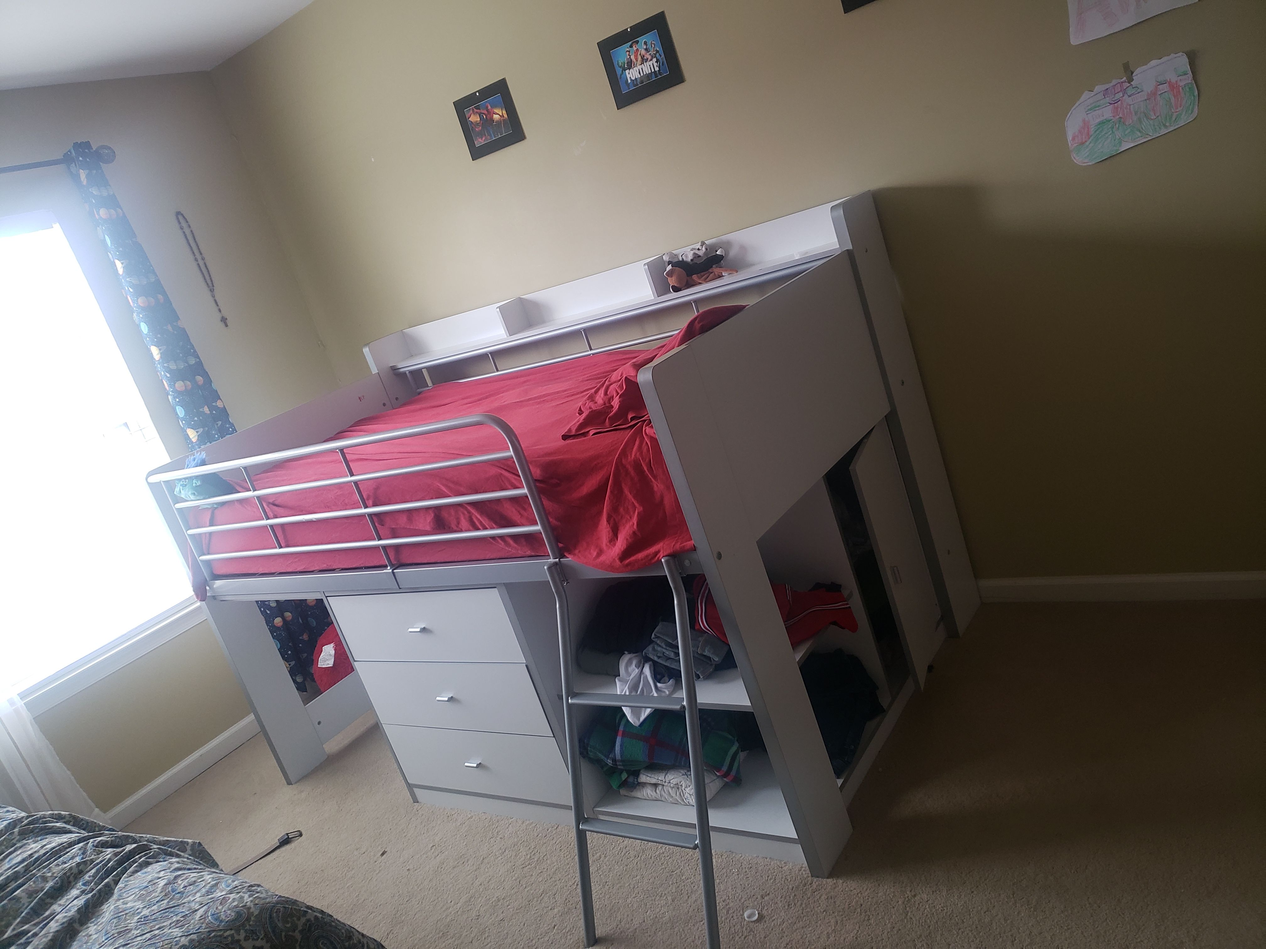 Kids loft bed with pull out study desk
