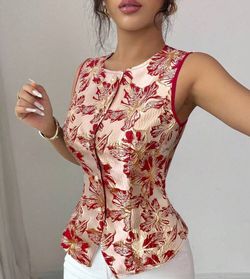 Red and gold elegant top