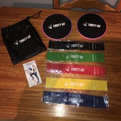 NEW Thirty 48 Resistance Bands And Core Sliders