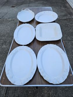 6 Made In Italy White Ceramic Platters 