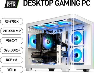 LXZ Gaming PC Ryzen 7 9700X RX 9060 XT 16GB 32GB DDR5 2TB SSD
