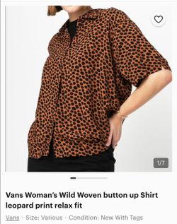 Vans Women's Wild Woven Leopard Print Button-Up Shirt