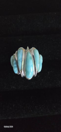 Sterling silver, Larimar ring, Thailand size 9.75