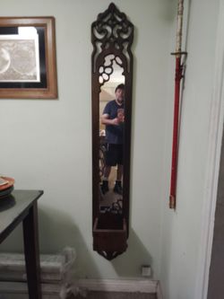 Beautiful wood mirror with planter box circa 1970s