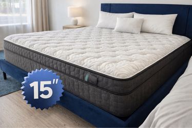 New 15” ultimate premium material Queen cooling gel PillowTop Hybrid Mattress  🔥$0 DOWN! Flexible Payments 🔥  Same Day Delivery