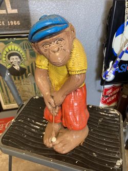 Vintage Golfing Monkey Chalk ware