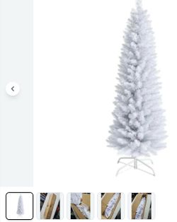 5’ White Unlit Slim Pencil Artificial Christmas Tree w/Stand
