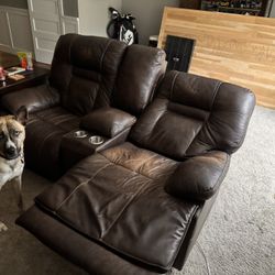 Faux Leather Powered Recliner Loveseat 