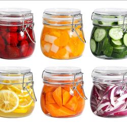 ComSaf 6-Pack 500mL Short Glass Jars Small Airtight Food Canisters