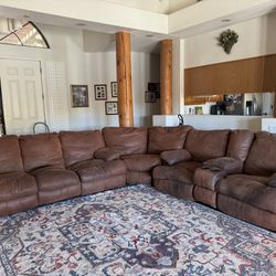 Used Sectional Sofa Couch With Four Recliners